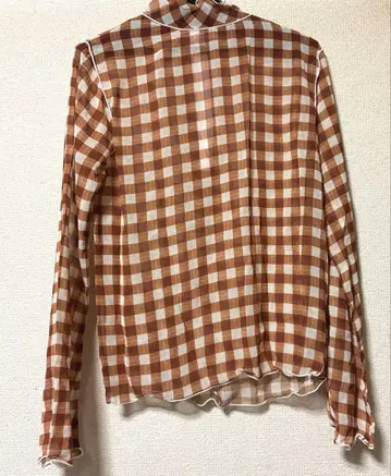 미착용 택 없음 POPPY 티셔츠 시스루 브라운 x 오렌지