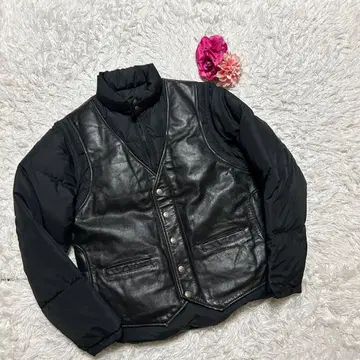 [ 새상품급 ] 샷 가죽 x 다운 2WAY 자켓 블랙 USA 베스트