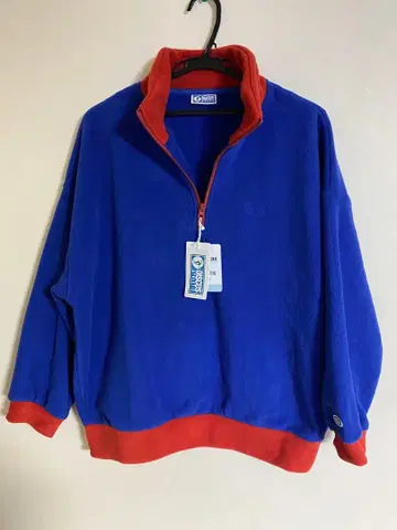 플리스 하프 지퍼 자켓 파랑 빨간색