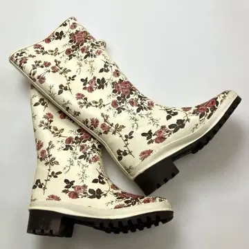 핑크하우스 생성 장미 무늬 레인부츠