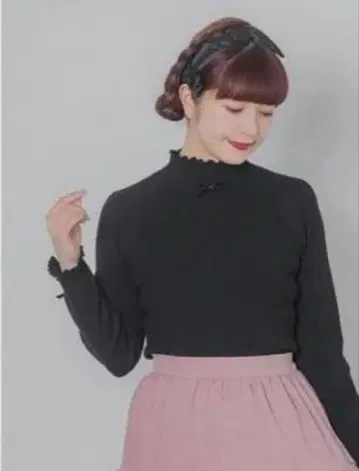 아오키 미사코 m petit 블랙 긴팔 멜로 하이넥 니트 사이즈 L