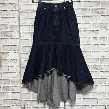 rienda 리엔다 데님 머메이드 스커트 롱 기장 인디고 블루