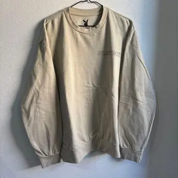 PLAYBOY 플레이보이 맨투맨 L 베이지 자수풍 로고