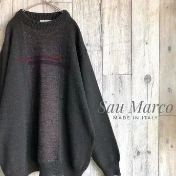 이탈리아제 Sau Marco 니트 스웨터 올 패턴 그랑파 올드
