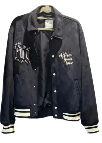 ZARA 네이비 스웨이드풍 바시티 자켓