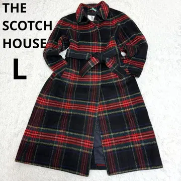 컨디션 최상 스카치 하우스 롱 코트 벨트 포함 타탄 체크 기장 105cm