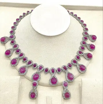 카보숑 루비 화이트 토파즈 목걸이 귀걸이 silver925