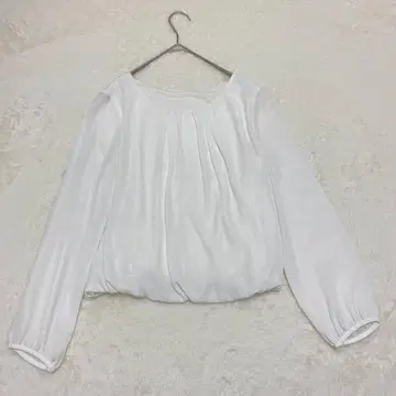 plst 쉬폰 블라우스/긴팔 비침 개더 벌룬헴 개더