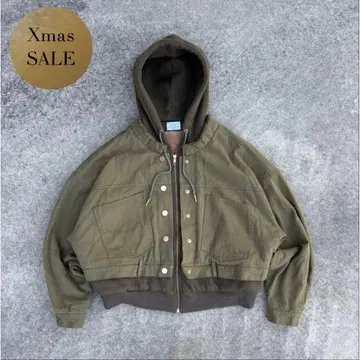 짧은 기장 후드 자켓 오버 사이즈 기믹 밀리터리 아메카지 캐주얼