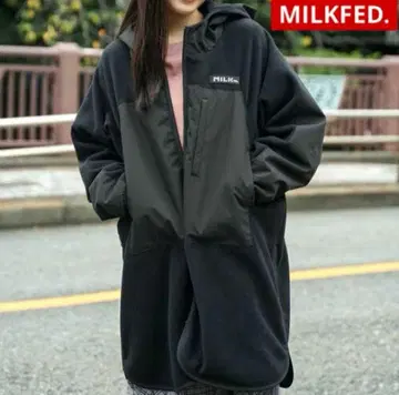 밀크 페도 후디드 플리스 롱 자켓 원사이즈