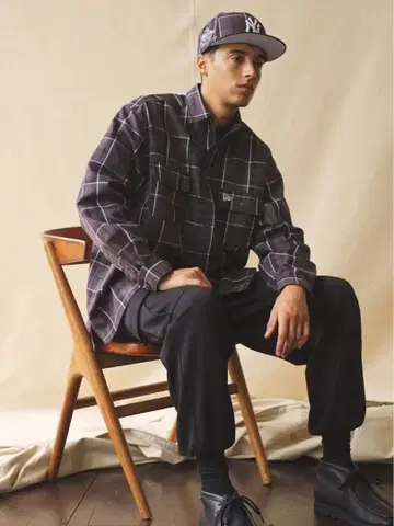 뉴에라 멀티 체크 셔츠 그레이 블랙 라벨