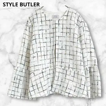 스타일 배틀러 노카라 자켓 겉옷 L 플레어 소매 올 패턴 스타일리시