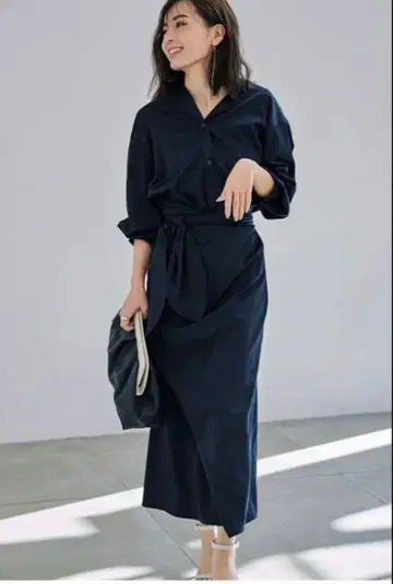 anuans 랩 스트레이트 셔츠 원피스