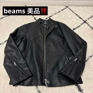 BEAMS HEART 블랙 가죽 자켓 S