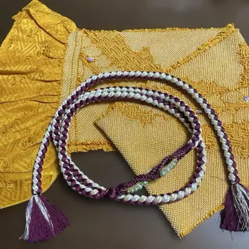 오비 장식 천 허리띠 세트 황색 크림슨 순수 실크