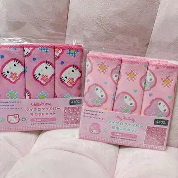 카오하나 키티 마이멜로디 쿠로미 극세사 행주 3개 세트