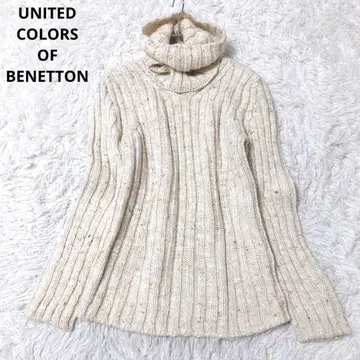 베네통 긴팔 니트 풀오버 가을 겨울 리브 V넥