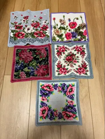 페이러 꽃무늬 자수 손수건 5개 세트