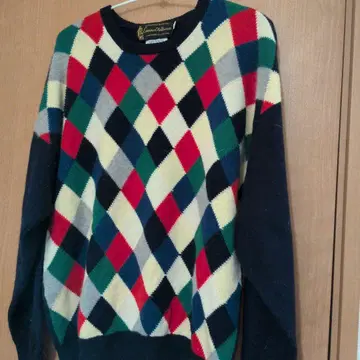 캐시미어 100% 영국제 아가일 무늬 스웨터 42
