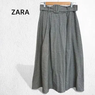 자라 벨트 포함 롱 스커트 플레어 하운드투스 올 패턴 깔끔 고급 S