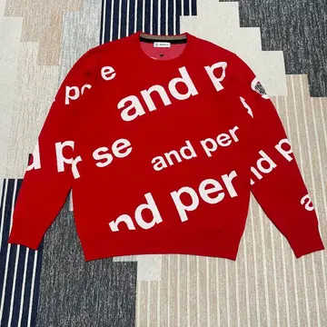 연말 세일 and per se 골프 로고 니트 올 패턴 남성용 M 빨간색