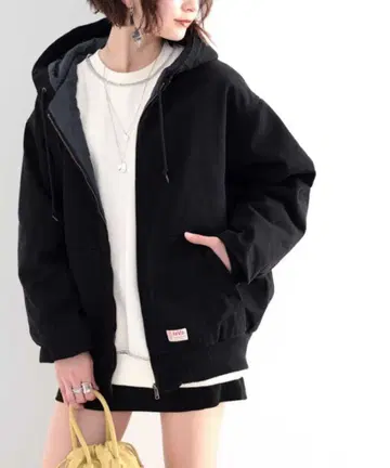 java 퀼팅 코튼 후드 부착 블루종