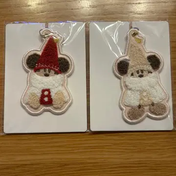 디즈니 크리스마스 릴린린 키체인 빨간색 베이지 세트