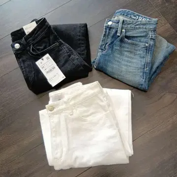 묶음 판매 데님 팬츠 세트 3종 (블랙, 화이트, 파랑)