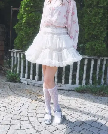 Lovilyn 티어드 튤 미니 스커트 화이트 S