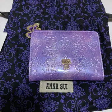 ANNA SUI 로즈 하트 멀티 케이스 동전 지갑 코인 케이스 보라색
