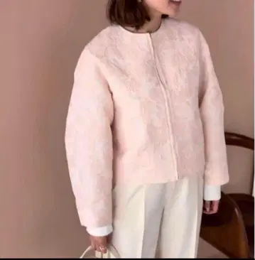 ohga 플라워 자카드 자켓 핑크