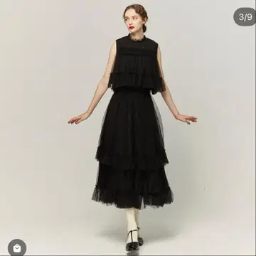 20S tnewties [ 사실 나 300세 ] 튤 프릴 탑-BLACK