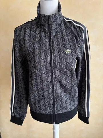 LACOSTE 모노그램 자카드 트랙 자켓 S 블랙