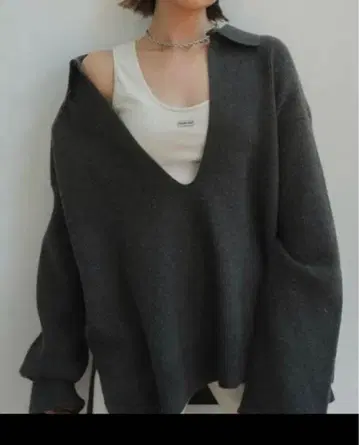 Knuth Marf slit neck loose knit smoke