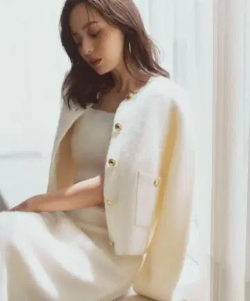 [택 포함 새상품] anuans 캐시미어 블렌드 노카라 니트 자켓