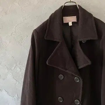 인기 컬러 피 코트 울 더블 버튼 심플 무지 브라운 HD7
