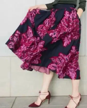 IENA LA BOUCLE 플라워 자카드 볼륨 스커트