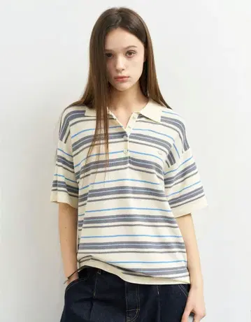 GENERAL IDEA 반팔 니트 피케 셔츠