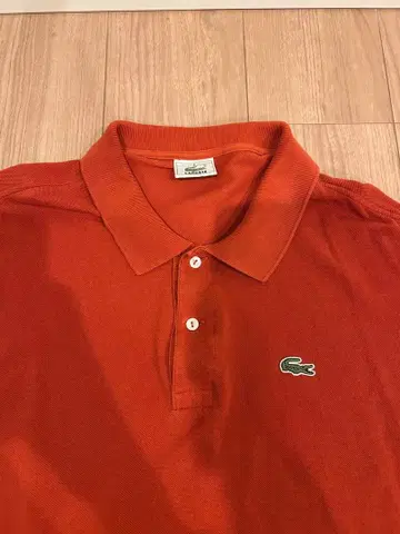 라코스테 오렌지 긴팔 피케 셔츠 구제 의류
