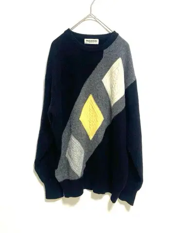 [ Black & White ] 골프 니트 스웨터 다이아몬드 패턴 L