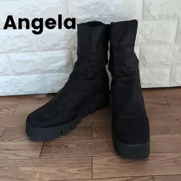 새상품급 앙제 Angela 블랙 통굽 23.5cm 이탈리아제