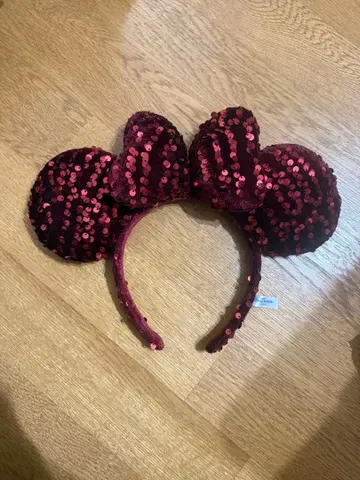 디즈니 머리띠 미니 빨간색 스팽글