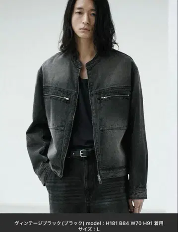 VINTAGE WASHED DENIM ZIP MOTO JACKET