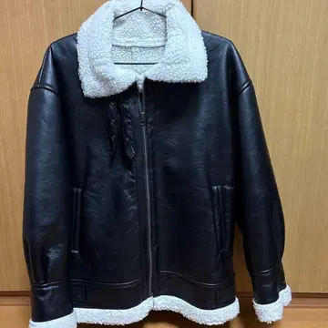 가죽 아우터 보아 카라 부착 블랙