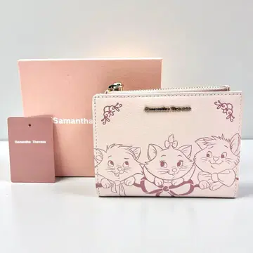 새상품 사만다 타바사 마리 접이식 지갑 디즈니 콜라보 핑크 가죽