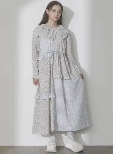 merry jenny 메리제니 개더 칼라 패치워크 원피스