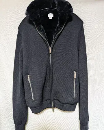 아르마니 콜레치오니 울 니트 블루종 블랙