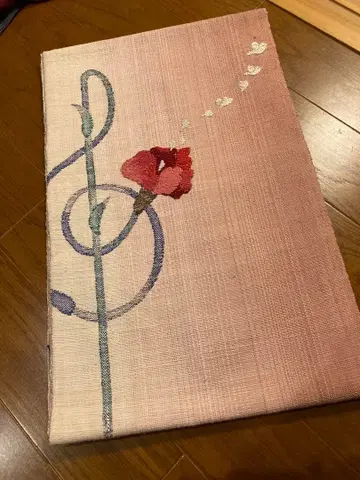 코몬 기모노 꽃 음표  오비 세트