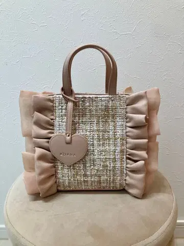 [DIANA] 트위드 하트 프릴 2way 숄더백