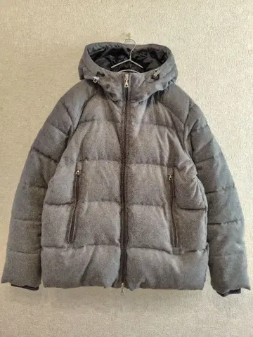 GLOBAL WORK 그레이 다운 자켓 후드 부착